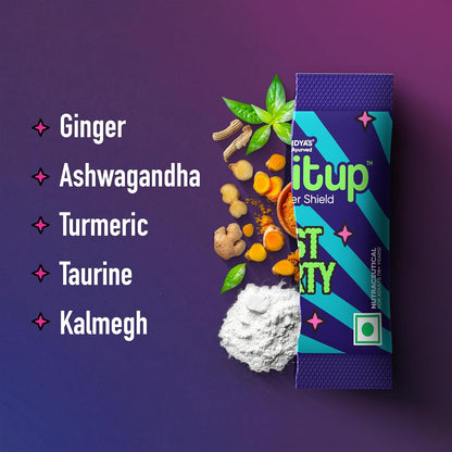 Dr. Vaidya's Livitup Post Party Fix | Hangover Relief & Liver Support | Helps Prevent Headache, Nausea & Acidity | With Sunthi, Ashwagandha & Taurine |15 Sachets (Pack of 1)
