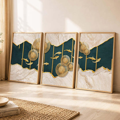 Modern Wall Art framed Painting for Wall Decoration - Wall Paintings for Living Room, Bedroom - Big Size Wall Painting Set of 3 (Art 6, 10x13 inch)