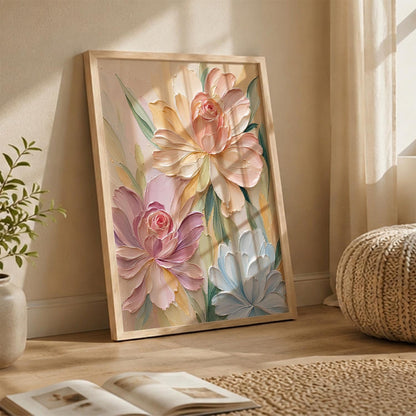 Floral Wall Art Home Decoration | Aesthetic Floral Paintings With Frame For Living Room Bed Room Hotel Wall Decor Digital Reprint Set of 1 (14X20)