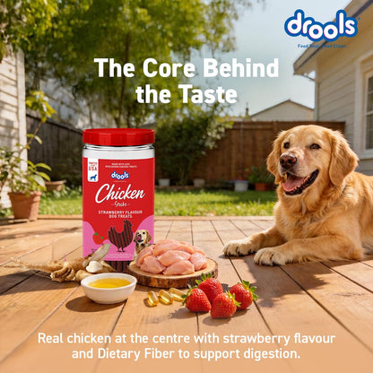 Drools Dog Treat Sticks with Chicken & Strawberry Flavor, Nutritious Chew Treats for All Breeds, 500g