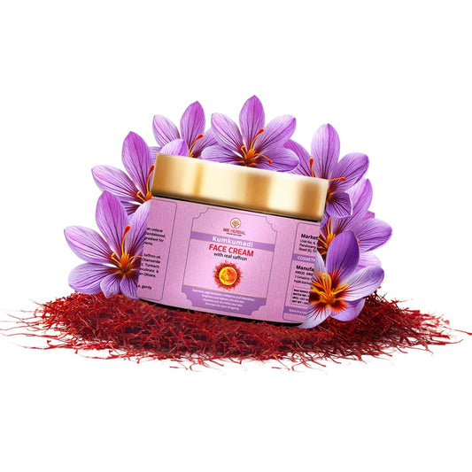 WE HERBAL Kumkumadi Face Cream for Fairness, Radiant Glow, Skin Brightening & Firming, 50gm Ayurvedic Moisturizer with Natural Ingredients, No Artificial Chemicals, Fragrance or Colour