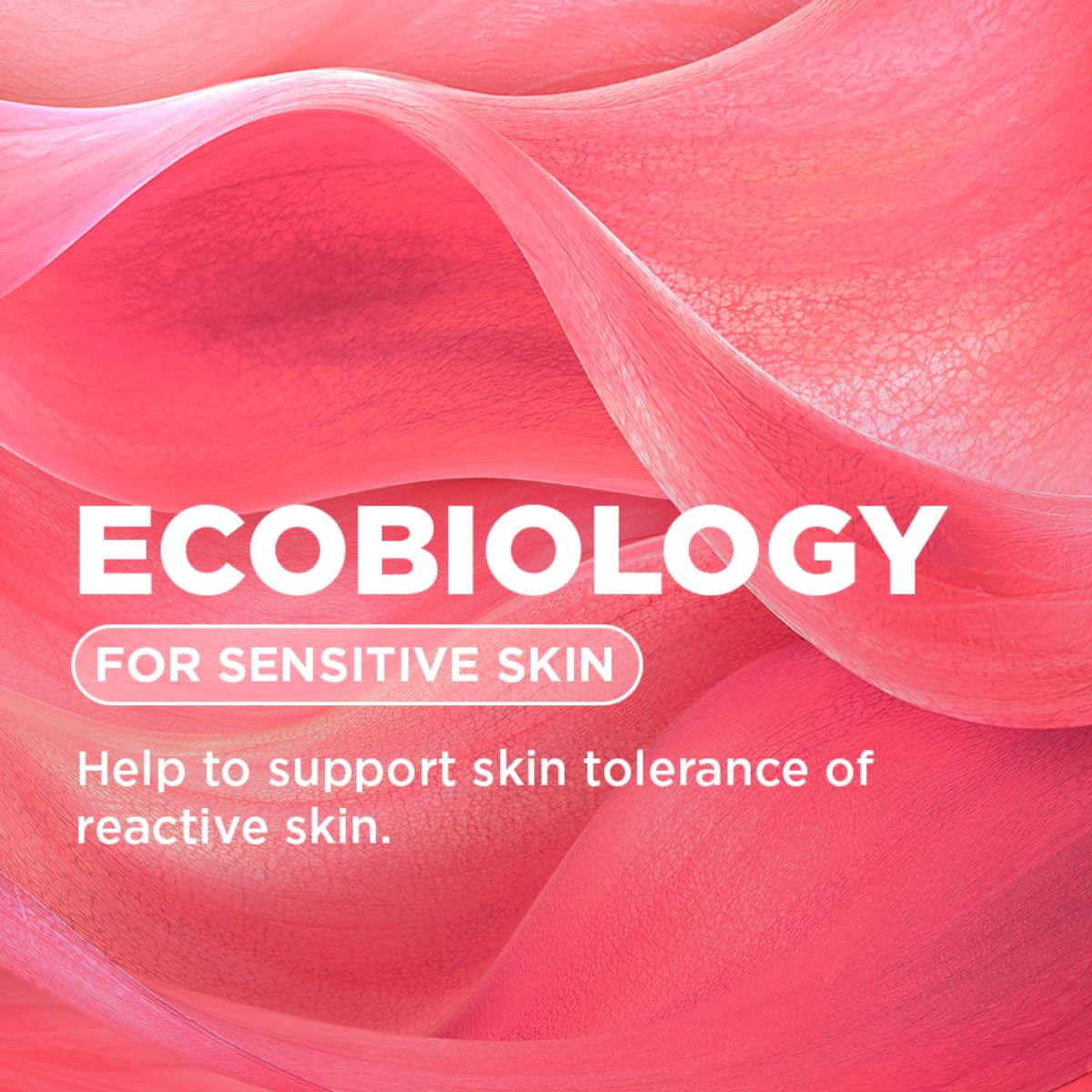 Ecobiology product for sensitive skin with pink textured background