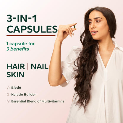 Arth Hair, Nails & Skin Support | Biotin Capsules for Hair Growth with Keratin Builder & Essential Vitamins| Hair Regrowth Supplement |Biotin Supplement | Emcure Pharmaceuticals Ltd. | 60 Veg Capsules