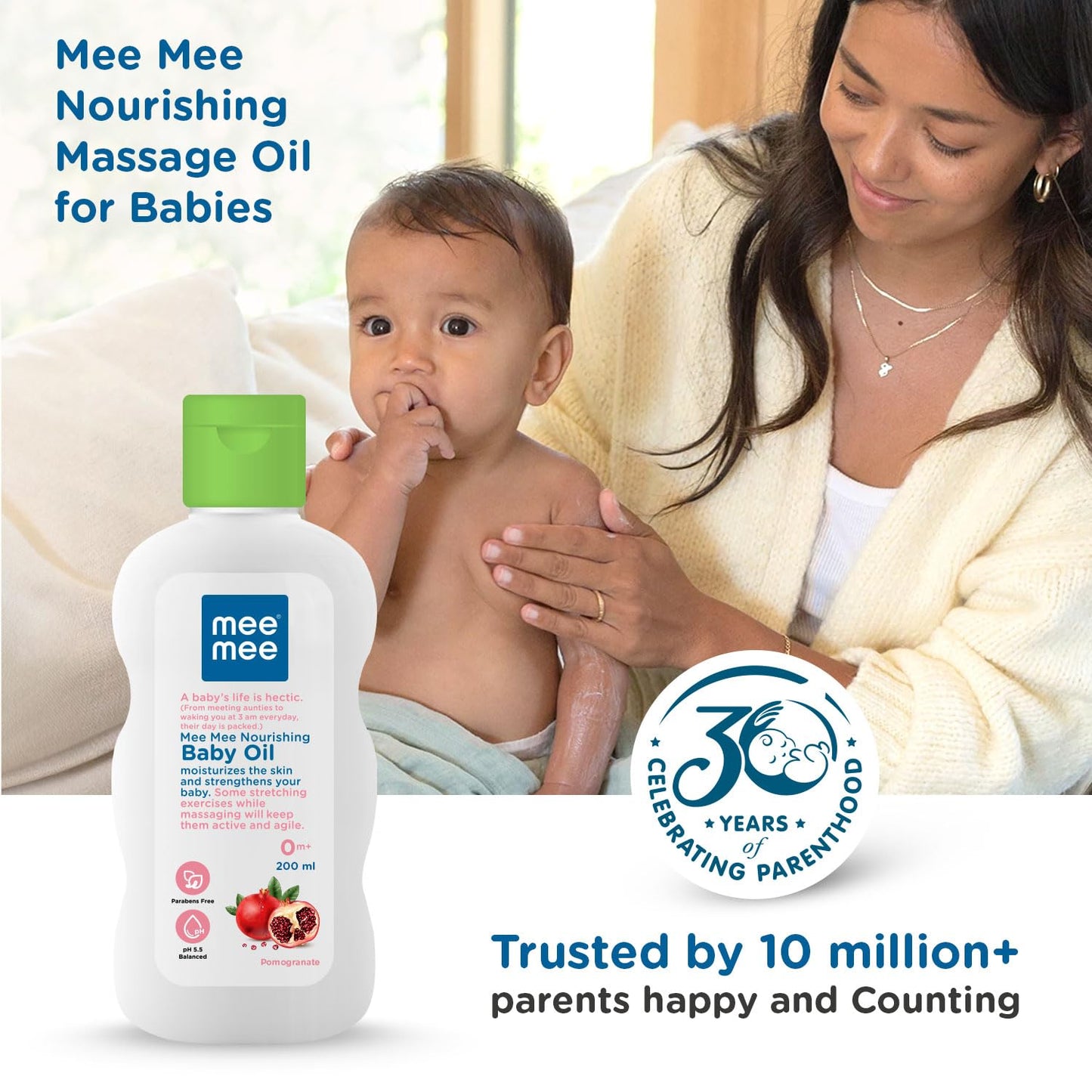 Mee Mee Baby Oil 200 ml | Light & Non-Sticky Nourishing Oil | Keeps Baby Skin Soft & Healthy | Ideal for Daily Massage | Safe for Newborns (0+ Months)