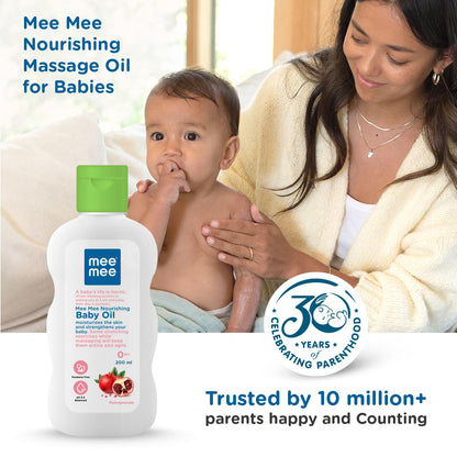 Mee Mee Baby Oil 200 ml | Light & Non-Sticky Nourishing Oil | Keeps Baby Skin Soft & Healthy | Ideal for Daily Massage | Safe for Newborns (0+ Months)