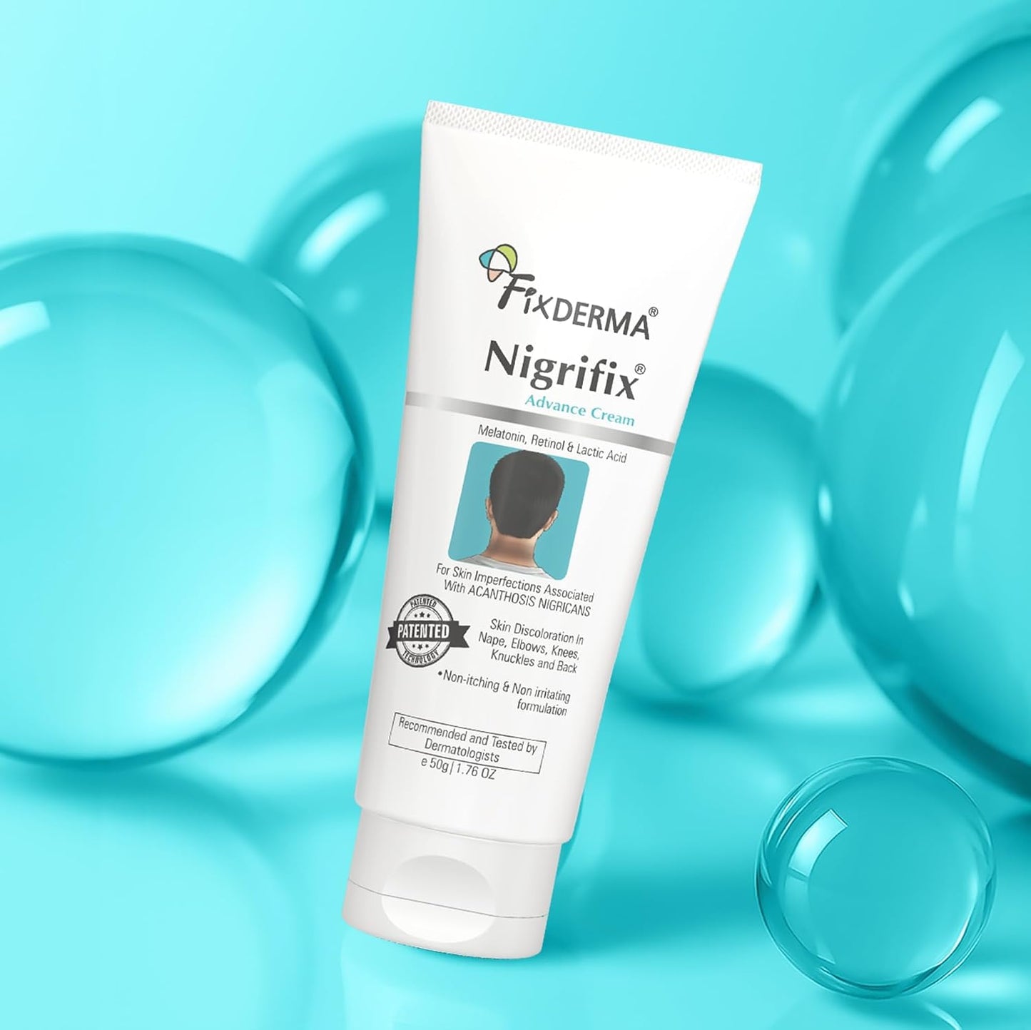 Fixderma Nigrifix Advance Cream for Acanthosis Nigricans with Melatonin, Retinol & Lactic Acid | For Dark Body Parts like Neck, Ankles, Knuckles, Armpits, Thighs & Elbows | Dermatologist Tested - 50g