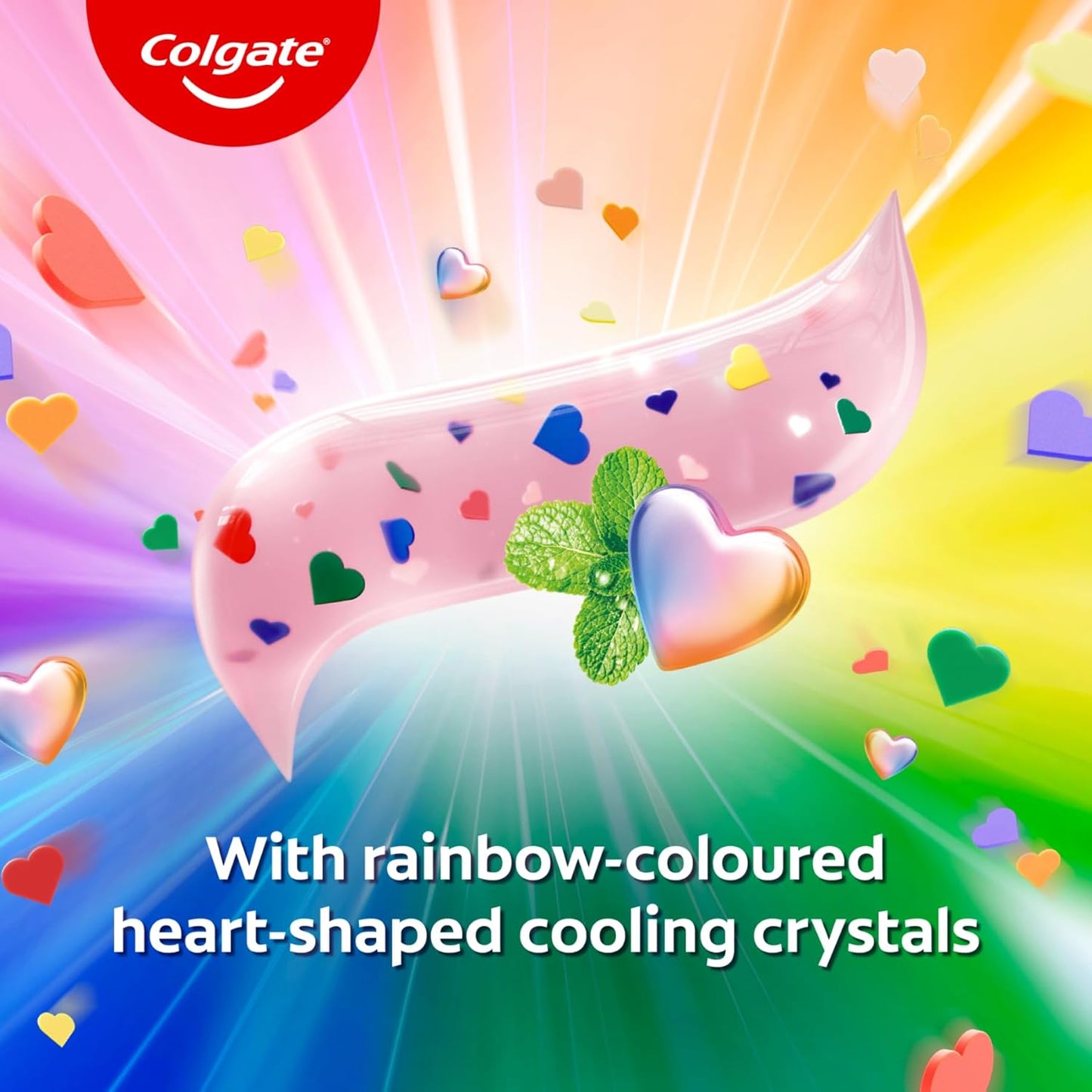 Colgate MaxFresh Rainbow Fresh Gel Toothpaste, with Heart Shaped Cooling Crystals, Triple Mint Flavour, and Ultrafreeze Technology for Intense Freshness, 100g
