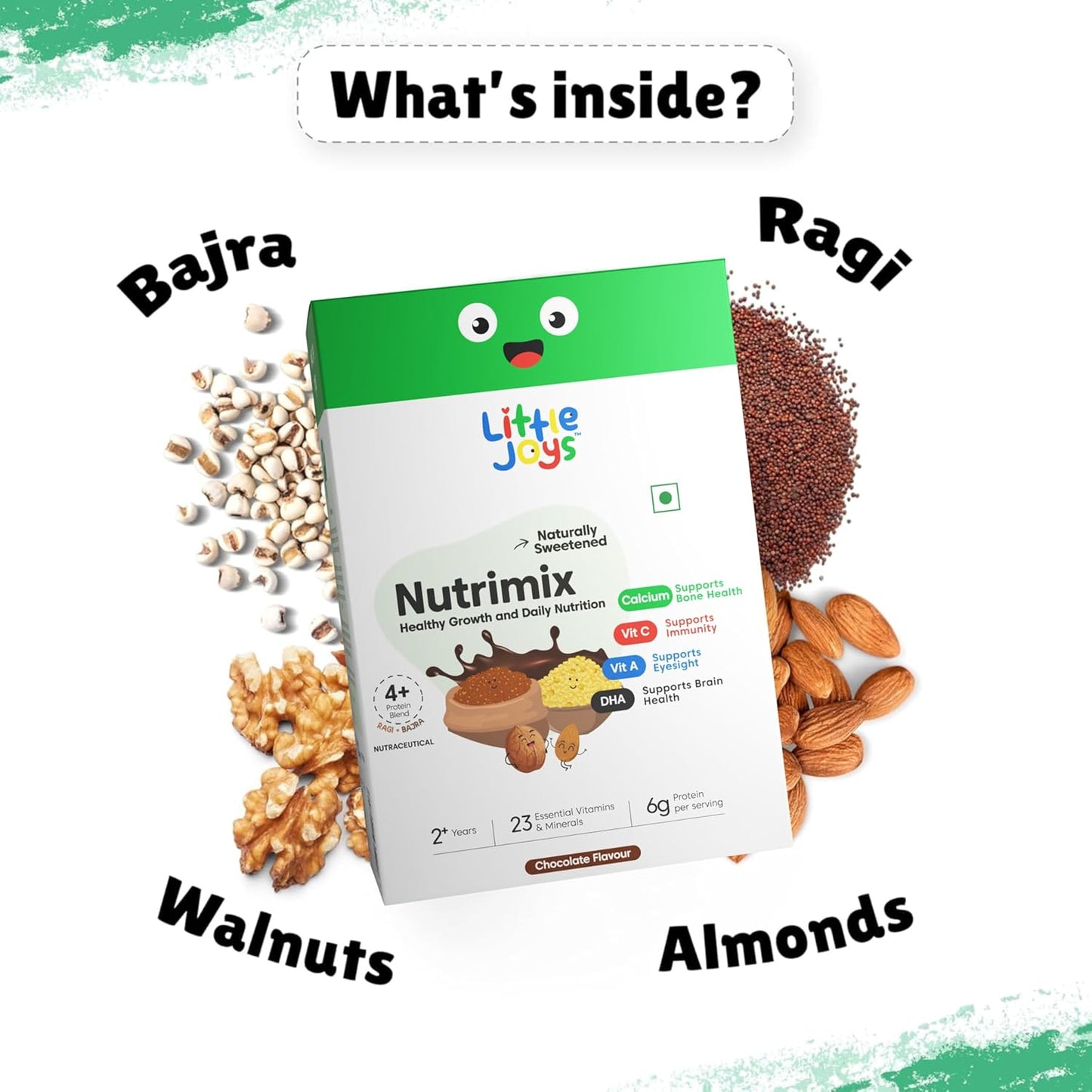 Little Joys Nutrimix Nutrition Powder 1kg|2-6 Years|Zero Refined Sugar|Supports Healthy Growth & Boosts Immunity|With Ragi, Bajra, Almonds & Oats|Chocolate Flavour, 1 count, 33 servings
