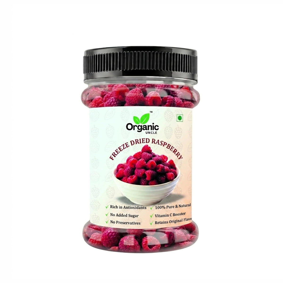 Organic Uncle Freeze Dried Raspberry | Crispy Fruit Snack | Made from Real Raspberries | No Added Preservatives | Ready to Eat – 15GM