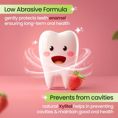 LuvLap Baby Toothpaste for Kids 80gm + 25% Extra, Strawberry Flavour, SLS & Fluoride Free Baby Toothpaste, Removes Plaque, Prevents Bacteria & Cavities, Ensures Healthy Teeth & Gums, 12M+(Pack of 1)