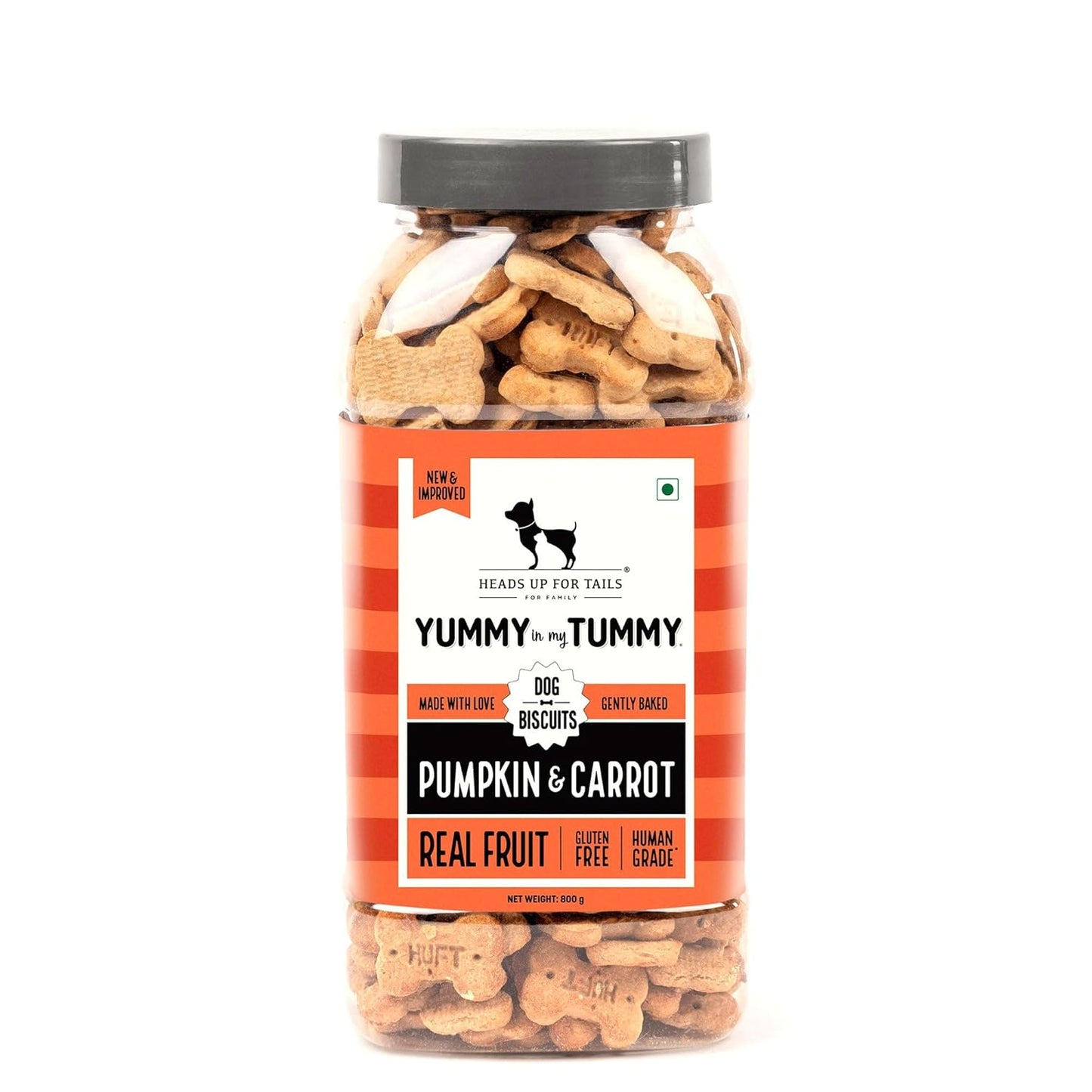 Yummy in My Tummy by HUFT Pumpkin & Carrot Dog Biscuits – 800 gm | Vegetarian Crunchy Treats for Dogs | Healthy Training Snack | Easy to Digest | Suitable for All Life Stages & All Breeds Dogs