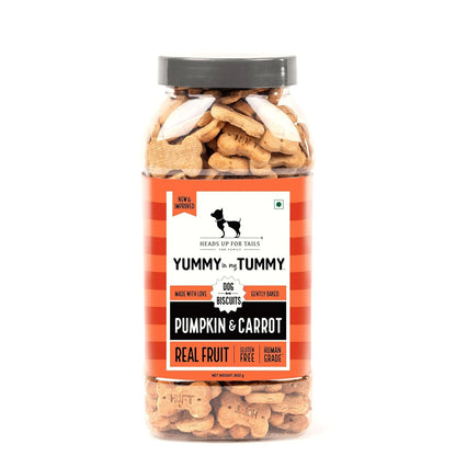 Yummy in My Tummy by HUFT Pumpkin & Carrot Dog Biscuits – 800 gm | Vegetarian Crunchy Treats for Dogs | Healthy Training Snack | Easy to Digest | Suitable for All Life Stages & All Breeds Dogs