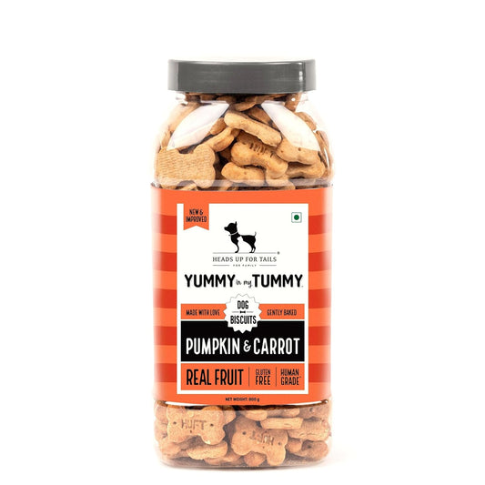 Yummy in My Tummy by HUFT Pumpkin & Carrot Dog Biscuits – 800 gm | Vegetarian Crunchy Treats for Dogs | Healthy Training Snack | Easy to Digest | Suitable for All Life Stages & All Breeds Dogs