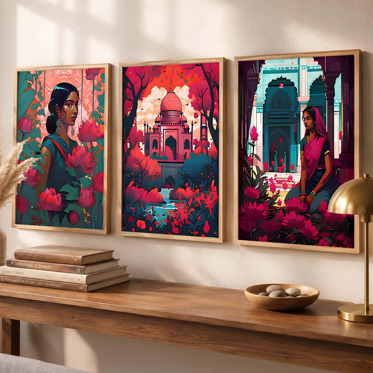 Premium Digital Painting with Frame for Home Decor - Painting for Living Room Bedroom Office Room Decor - Painting for Wall Decoration - Pack of 3 (Modern Art Painting, Design06, 10X13 inch)