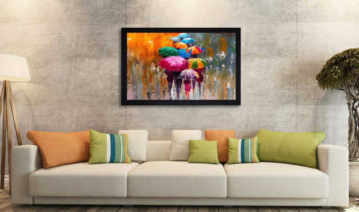 Synthetic UV Textured Figures, Abstract Theme Single Painting (35 cm x 50 cm x 3 cm, Multicolor)