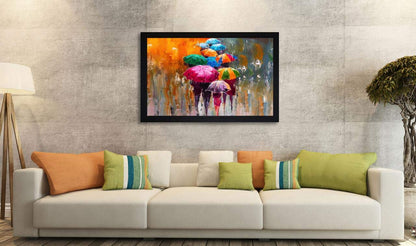Synthetic UV Textured Figures, Abstract Theme Single Painting (35 cm x 50 cm x 3 cm, Multicolor)