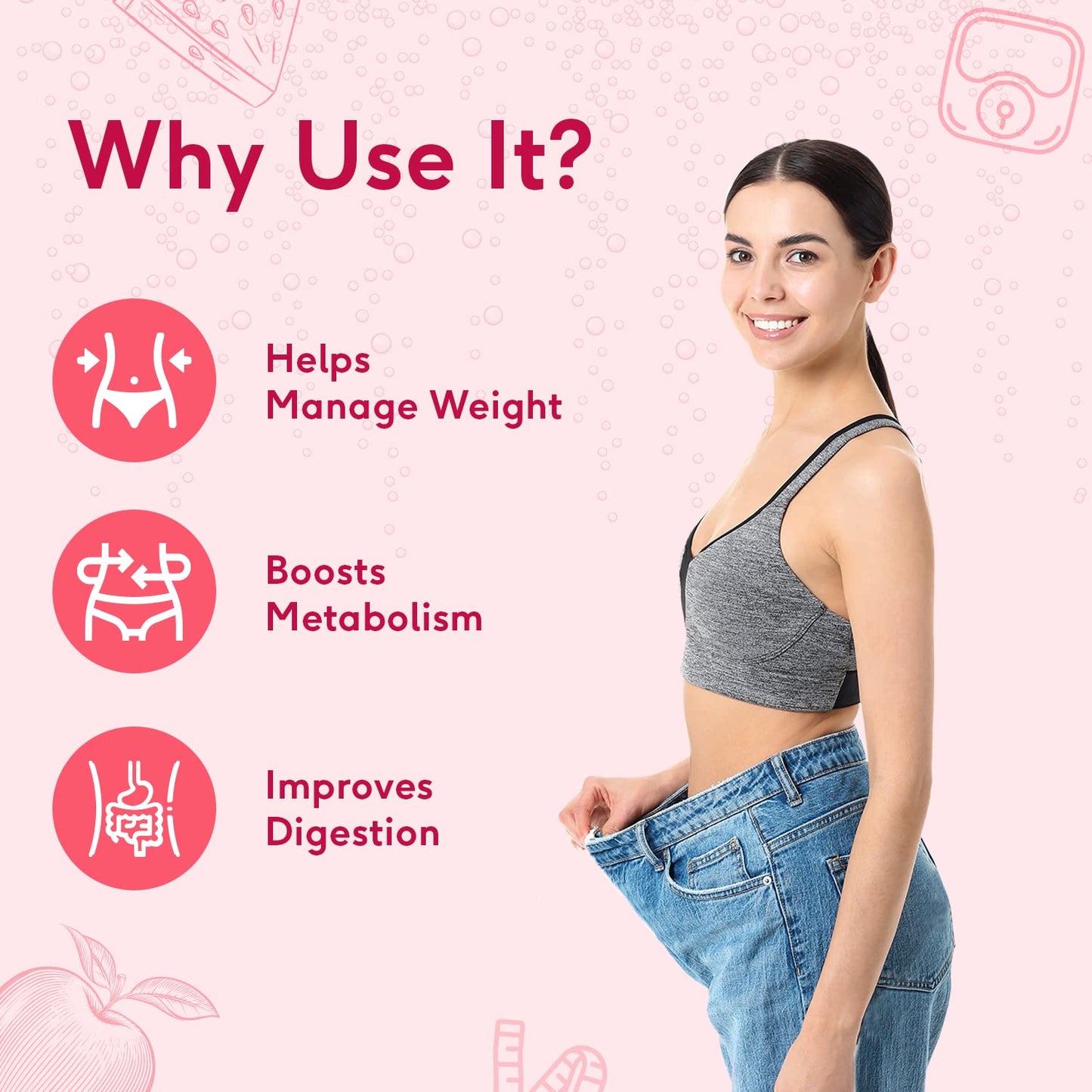 HealthKart HK VITALS Apple Cider Vinegar 750mg (Watermelon, 15 Effervescent Tablets) Pack of 4| For Weight Management & Gut Health, Supports Digestion