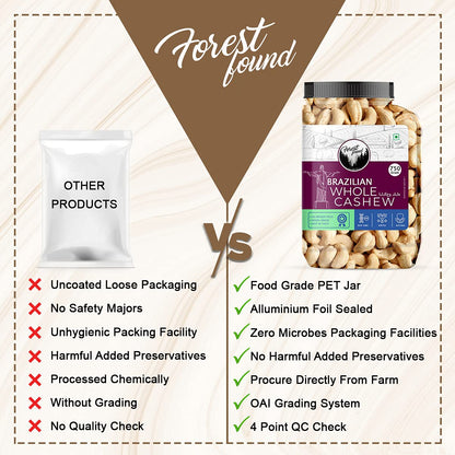 Forest Found 900g Brazilian Jumbo Cashews - Extra Large Whole Kaju - Bigger Than W320 Premium Grade - 100% Natural & Fresh Healthy Dry Fruit