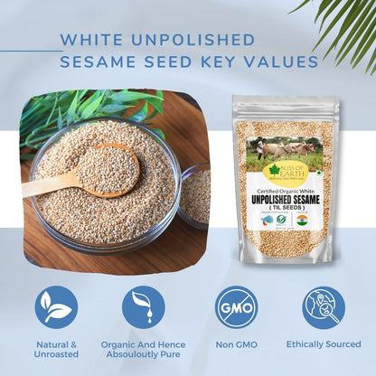 Bliss of Earth Organic Unpolished Sesame Seeds 200gm White For Eating, Raw Til Seeds