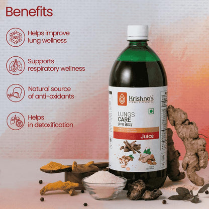 KRISHNA'S HERBAL & AYURVEDA Lungs Care Juice 1000 Ml | Lungs Cleaner For Detoxification And Supports Respiratory System