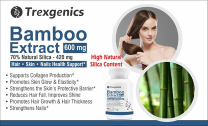 Trexgenics BAMBOO EXTRACT 70% Silica 600 mg Hair,Skin, Nails Support VEGAN & NON-GMO (60 Veg. Capsules) (Pack of 1)