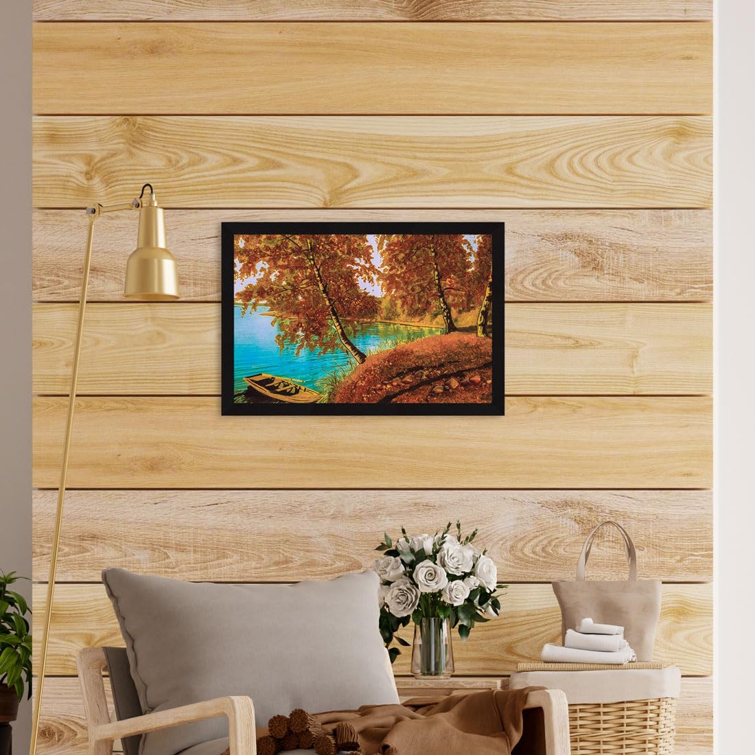 Vastu Landscape Wall Decor Paintings with Frame for Home Decoration, Painting for Living Room - Framed Painting for Wall Decoration, 12.0 X 18.0 inches, Set Of 1