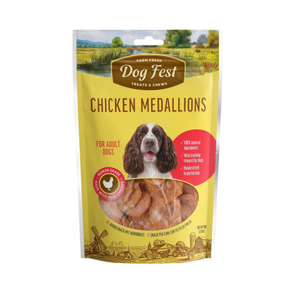 BarkButler x Dogfest Chicken Medallion Treats for Dogs| Meat-First | Human Grade | Natural Ingredients | 0% Artificial Colours & Preservatives |Dog Treats for Adult Dog | 90g
