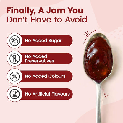 Sweetmate Strawberry Jam - 220g | No Added Sugar | 100% Pure Fruit Pulp & Healthy Fiber | No Preservatives, Colors & Artificial Flavors | Diabetic & Keto Friendly Jam