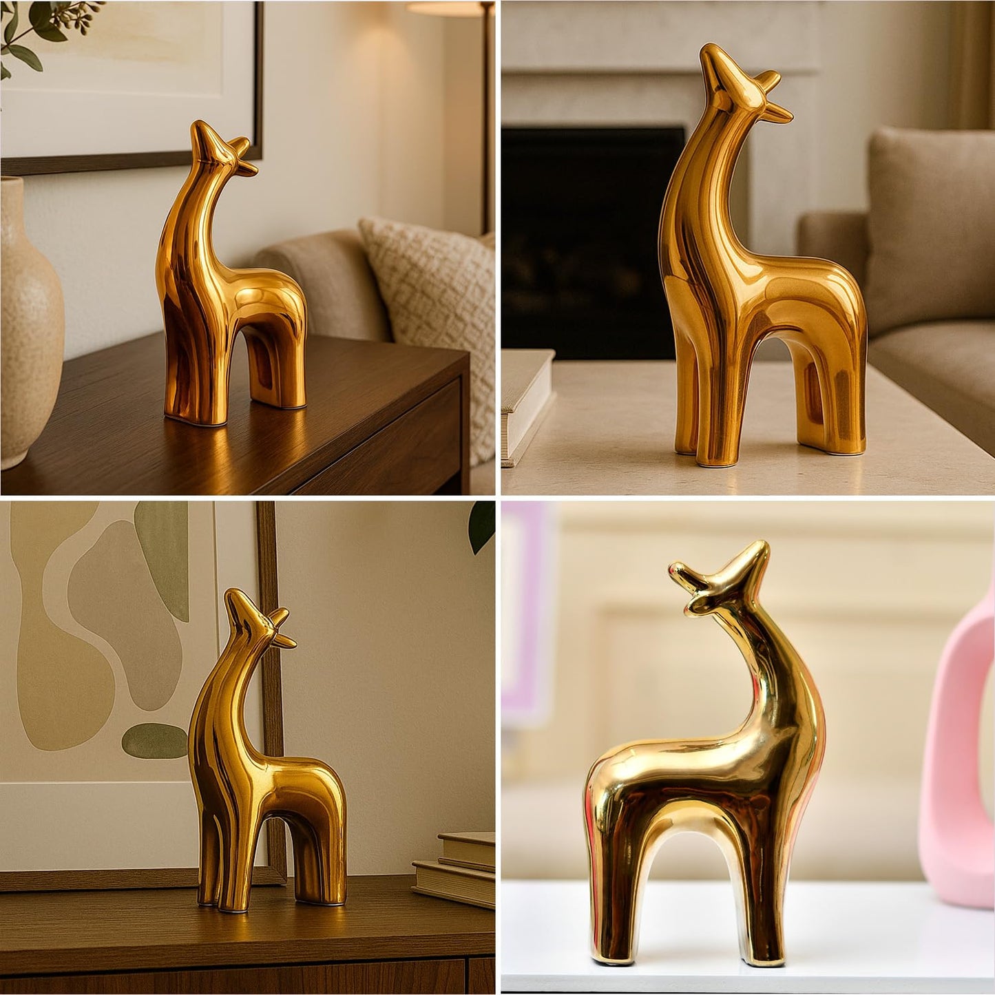 Amazon Basics Golden Deer of Fortune & Grace | A Sleek Representation of Wealth & Prosperity | A Must-Have for Modern Luxury Décor – Pack of 1, Golden