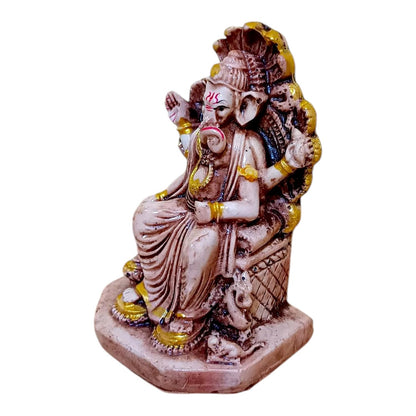 Ganesha Ganesh Ganpati Gajanan Statue Idol Murti Gift Item Decorative Showpiece Multicolor Polyresin Pack of 1 (V230)