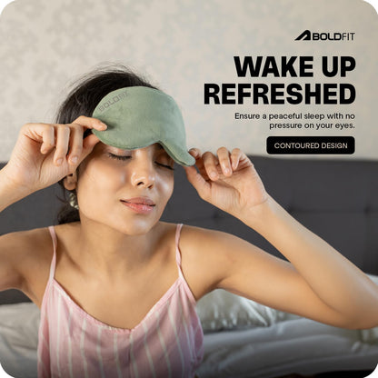 Boldfit Eye Mask for Sleeping with Adjustable Strap Super Soft Sleeping Mask Blind Fold for Comfortable Sleep Travelling Sleep Mask Pad for Girls Sleeping Eye Mask Blind Folds for Sleeping -Aqua Green