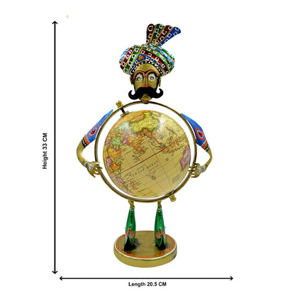 Home and Office Decorative Globe Metal Rajasthani Home Decor Items for Living Room Show Piece, Decor and Gift for Living room, Bedroom, Showcase, Office Desk, Interior