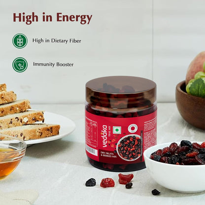 Vedaka Berries Mix | 200 g | Blueberry, Strawberry, Cranberry and Black Currant | Healthy Snacking