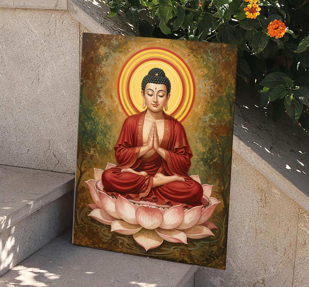 Canvas Buddha Paintings, Multicolor, Abstract, 58.0 X 45.0 cm