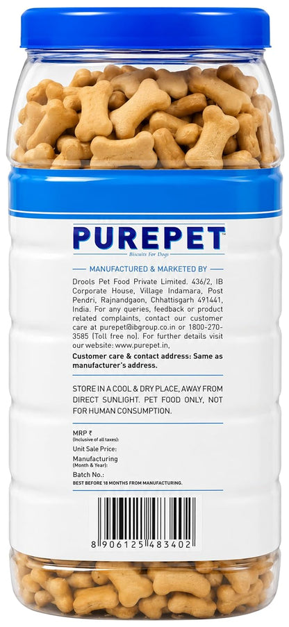 Purepet Dog Treats Biscuits 800g Pack | Milk Flavour | Active Behaviour | Oral Health | Training and Behaviour | Healthy Immune System (All Life Stages)