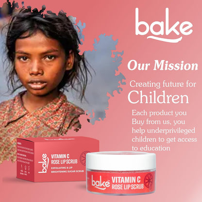 BAKE Vitamin C Lip Scrub | Lip Lightening Scrub for Dark Lips Exfoliation | For Hyperpigmented Lips, Dehydrated Lips, Flaky Lips & Chapped Lips | For Men & Women | 25g