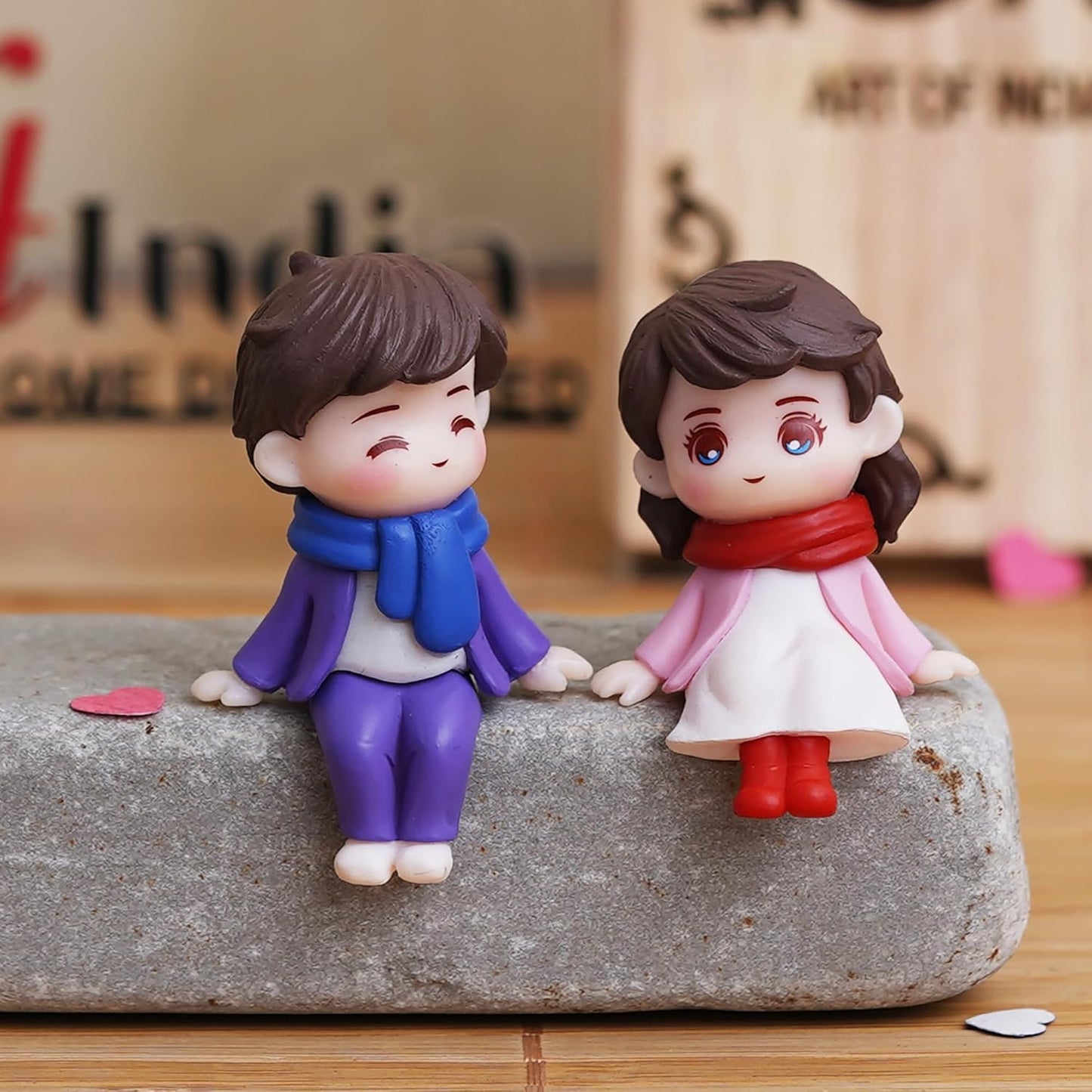eCraftIndia Valentine Gift for Girlfriend Boyfriend| Plastic Cute Boy Girl Sitting Couple Statue Decorative Showpiece | Valentine Day Gift for Husband Wife Her Him | Valentine Day Decoration Items