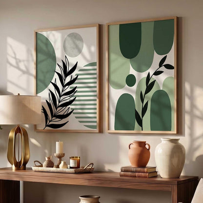 Aesthetic Floral Art Home Decoration | Boho Floral Paintings With Frame For Living Room Bed Room Hotel Wall Decor Digital Reprint Set of 2 (13X17 inch)