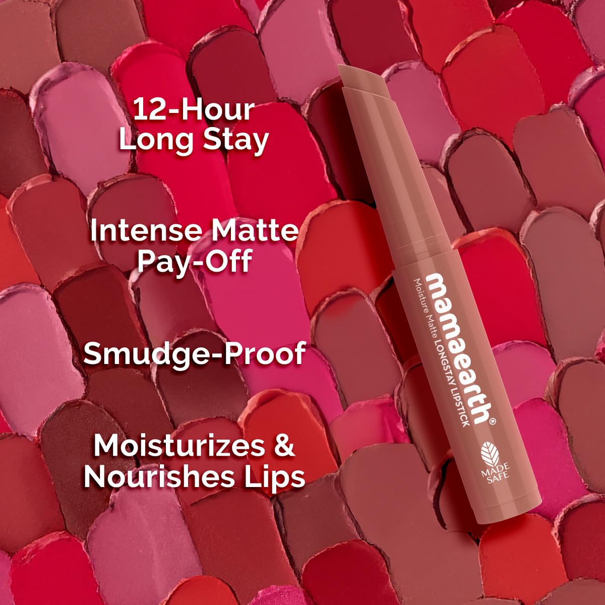 Mamaearth Moisture Matte Longstay Mini Lipstick with Avocado Oil & Vitamin E for 12 Hour Long Stay- 09 Espresso Brown- 0.7 g