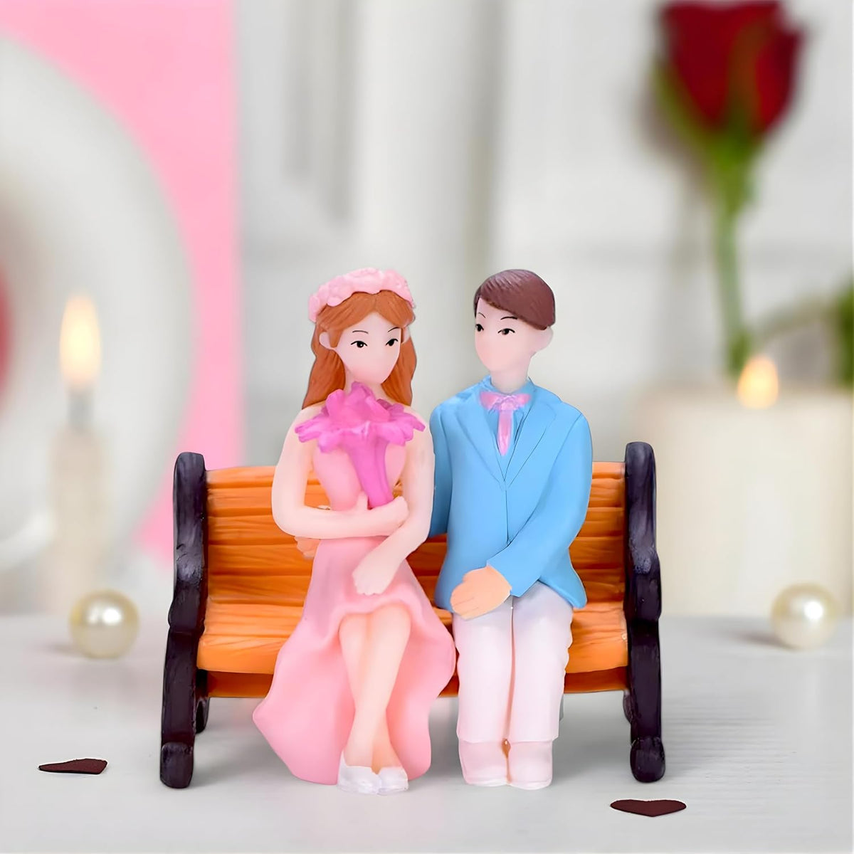 Miniature Couple Sitting On Chair Gift for Girlfriend Boyfriend Husband Wife Miniature Statue Showpiece for Valentines Day Gift Romantic Gifts Showpiece-Decoration Items
