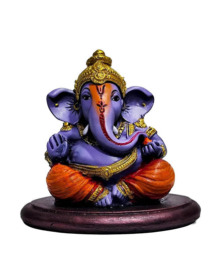 Lord Ganesha Idol Murti | 4 Inch Matt Finish Purple Resin | Decorative Ganpati Statue for Home, Office, Car Dashboard & Gifting