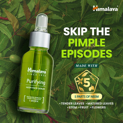 Himalaya Purifying Neem Face Serum | 2% Natural Salicylic Acid & Cica & Neem | Reduces Acne & Acne Marks | Tightens pores & soothes inflammation | Made with 98% Natural Origin Ingredients | Made for Acne prone skin | 15 ml
