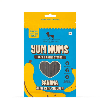 Yum Nums by HUFT Soft & Chewy Sticks - 70 gm | Banana & Chicken Dog Treats | Puppy Training Treats | Dog Snacks & Treats for Small & Large Dogs | High-Protein