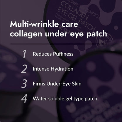 MIZON Under Eye Collagen Patches with Marine Collagen, Eye Gel Treatment Masks for Puffy Eyes, Dark Circles, Moisturizing Improves Elasticity, 60 Pcs