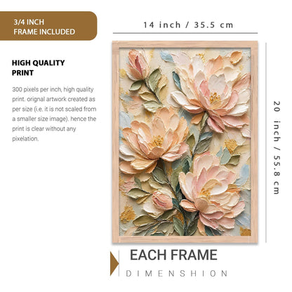 Decorative Floral Wall Art Painting With Frame | Abstract Painting For Living Room Bed Room Hotel Wall Decor Digital Reprint (14X20 inch)