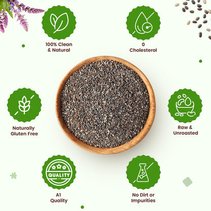 Neuherbs Raw Unroasted Chia Seed For Weight Management | Rich In Omega -3 | Dry Seeds For Eating | Healthy Snacks - 1 kg Chia Seeds