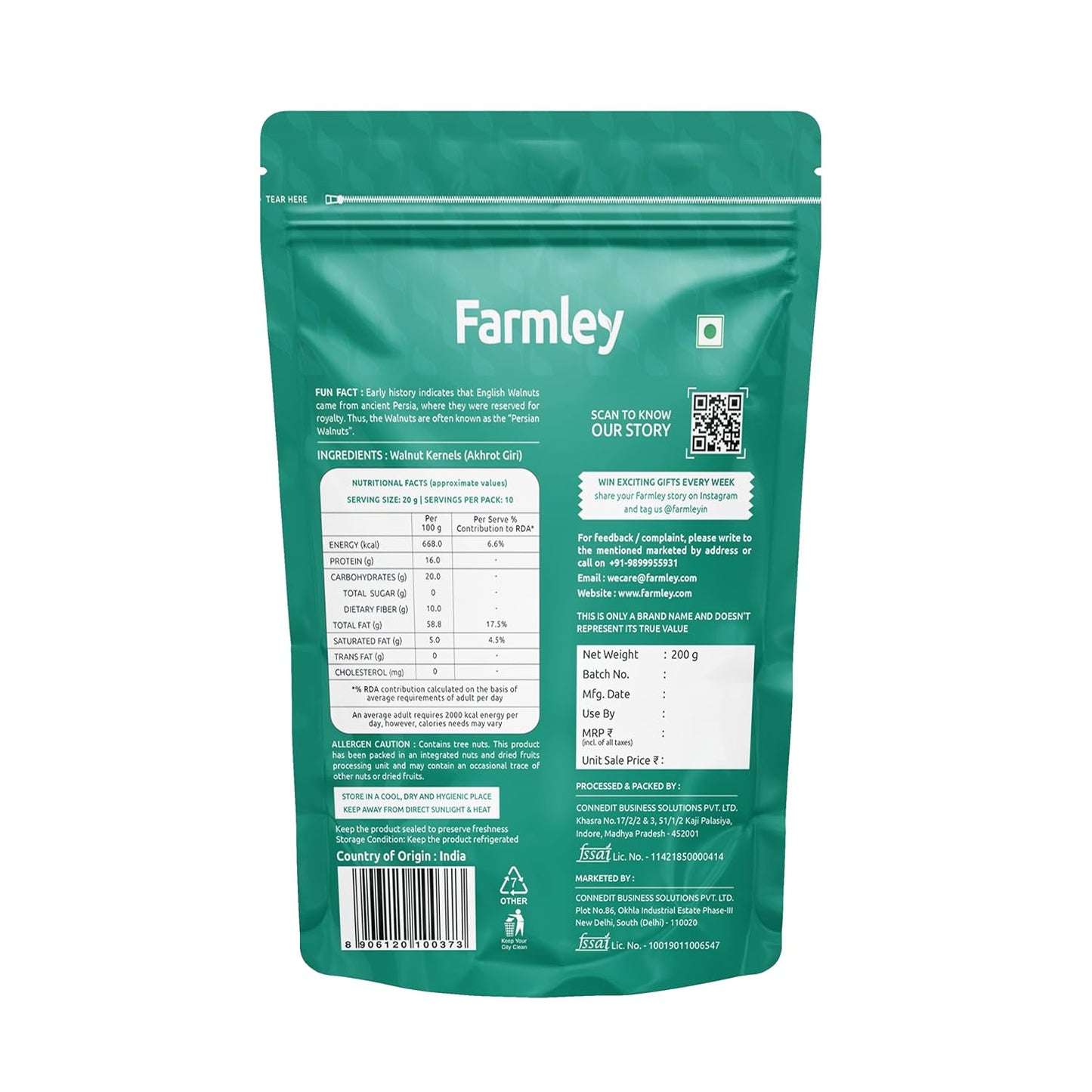 Farmley Walnut Broken Kernels | 250 g | Walnuts Without Shell, Akhrot, Dry Fruits, 100% Natural Akhrot, Rich in Proteins & Antioxidants (Pack Of 1)