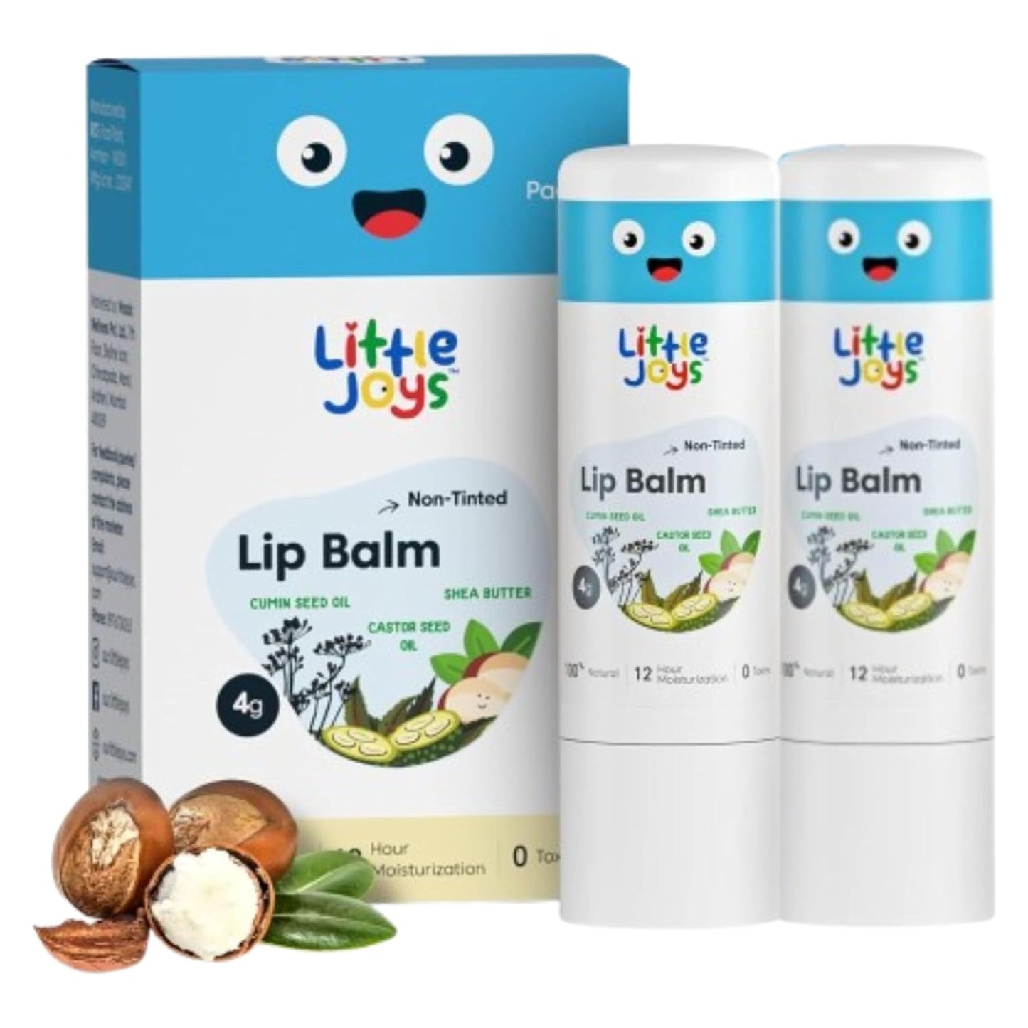 Little Joys Natural Lip Balm for Kids | Heals Chapped Lips | Formulated with Child Friendly Waxes, Shea Butter, Milk Protein & Castor Seed Oil | Developed by Experts | 4g X 2