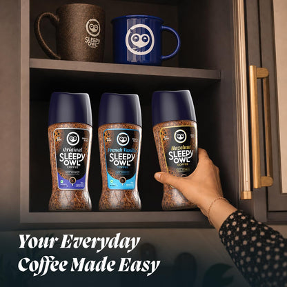 Sleepy Owl French Vanilla Premium Instant Coffee | 100% Arabica | Microground Technology | Ready in Seconds | Makes 50 Cups | 100g