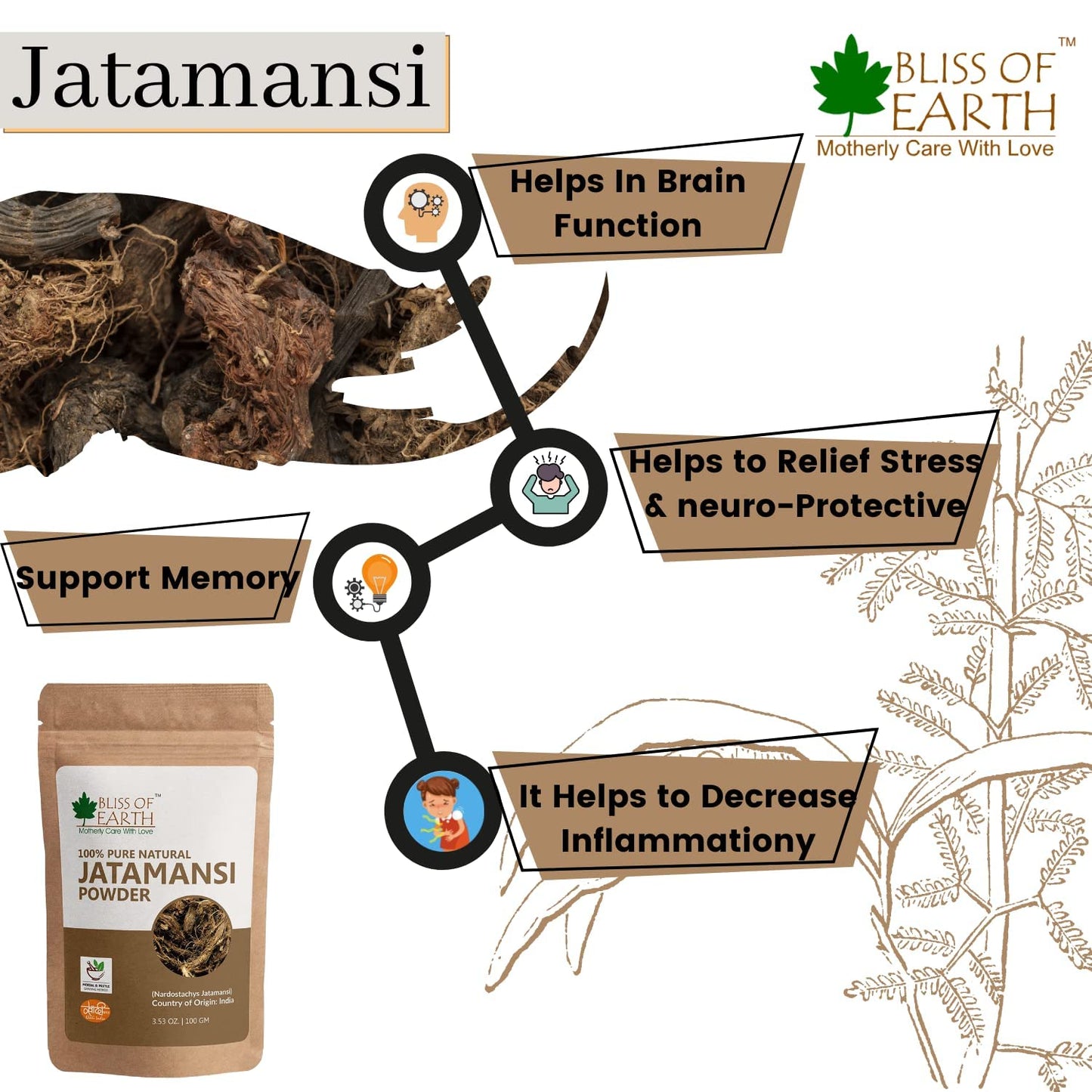 Bliss of Earth® 100% Pure & Natural Jatamansi Powder+100% Pure & Natural Shikakai Powder | 100GM | Acacia Concina | Gorgeous hair Naturally | Traditional Hair Cleanser & Conditioner (Pack of 2)
